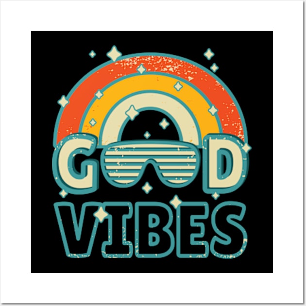 Good Vibes | Retro | Rainbow | 70s | Sunglasses Wall Art by dkdesigns27